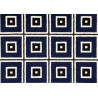 Moquette en Laine à motif géométriques carrés noir, crème et bleu