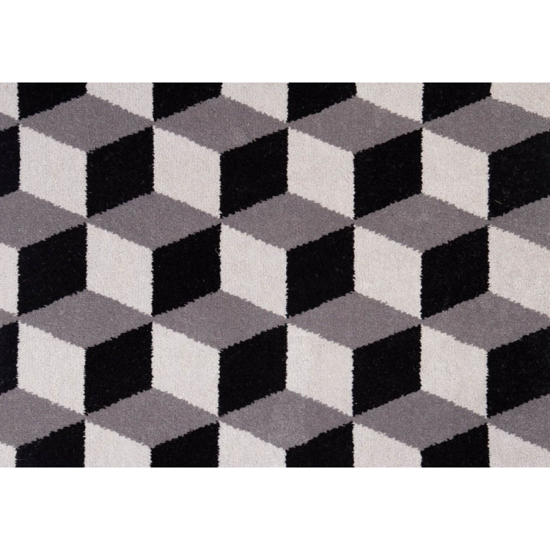 Moquette en Laine à motif carré 3D grise