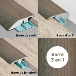 Barre de seuil 3 en 1 pour parquet -Placage Chêne Paris- Larg. 53.7 mm x Long.93 cm