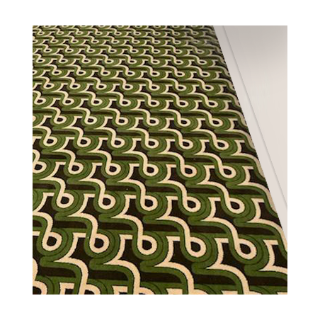 Moquette en Laine à motif  géométrique 70's – Coloris Kaki, vert et beige